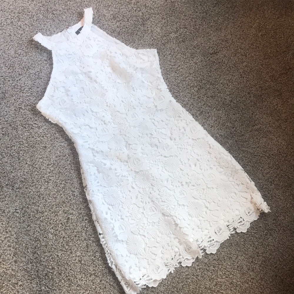 Medium white lace Lulus dress bachelorette